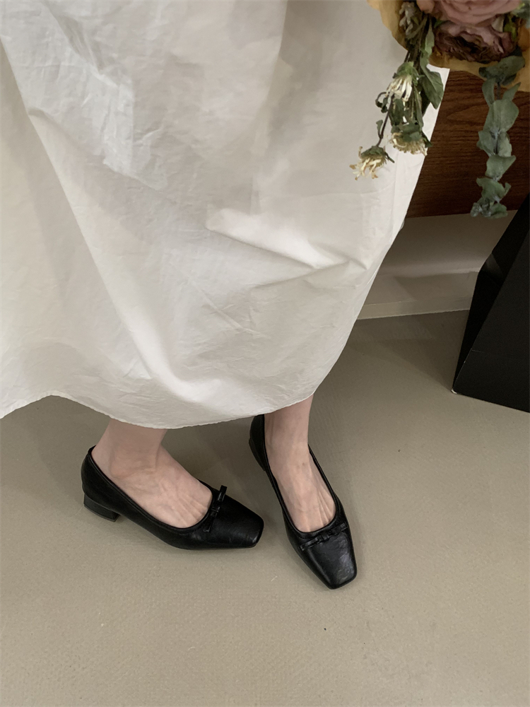 Women's Square Toe Chunky Heel Mary Jane Shoes 2025 New Bowknot Slip-On Low Heel Work Shoes - Image 4