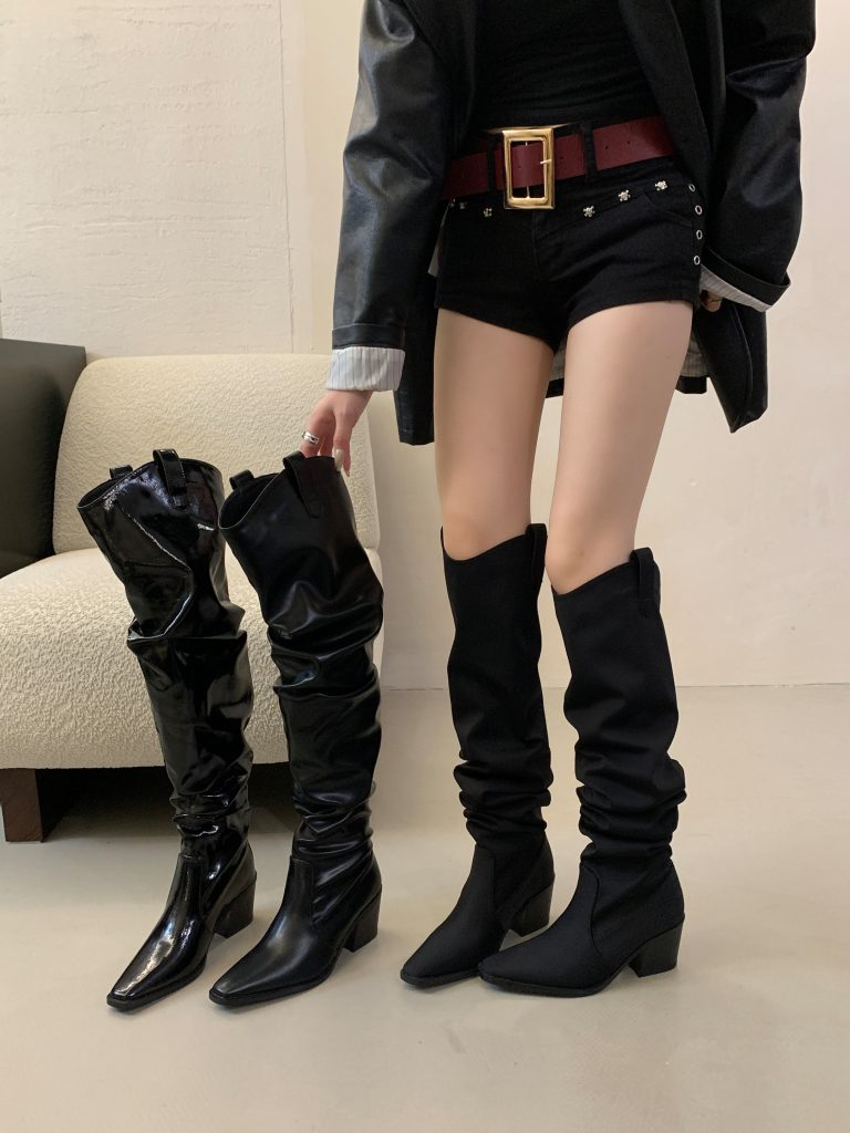 BUBUFLY Women's Over Knee High Heel Boots 2025 Fall Chunky Heel Western Boots